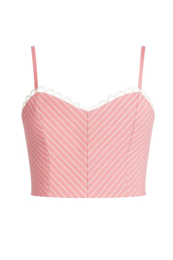 Top cropped listrado com alças finas Kwi
