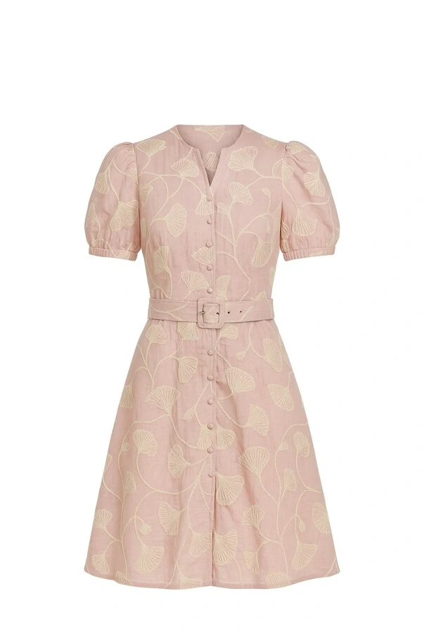 Vestido curto bordado mg balonê Kwi