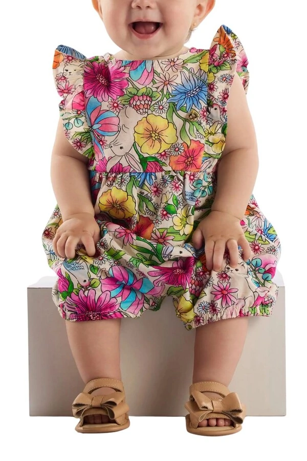 Macaquinho em tecido floral estampa digital Up Baby