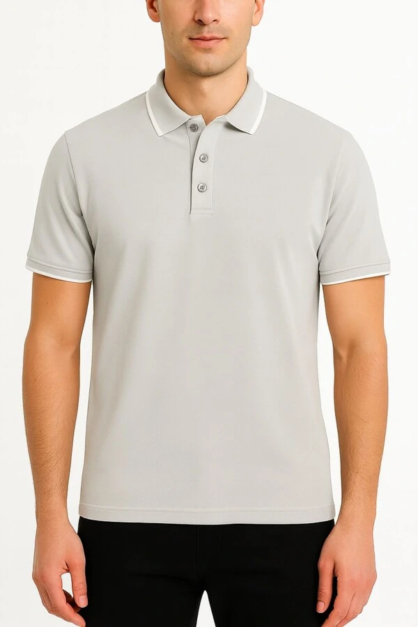 Polo masculina com detalhe gola e manga Kwi
