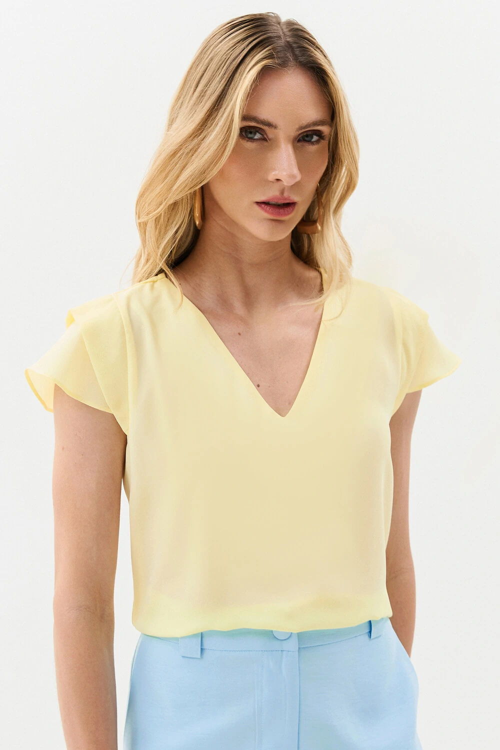 FotoBlusa Manga Tulipa Decote V