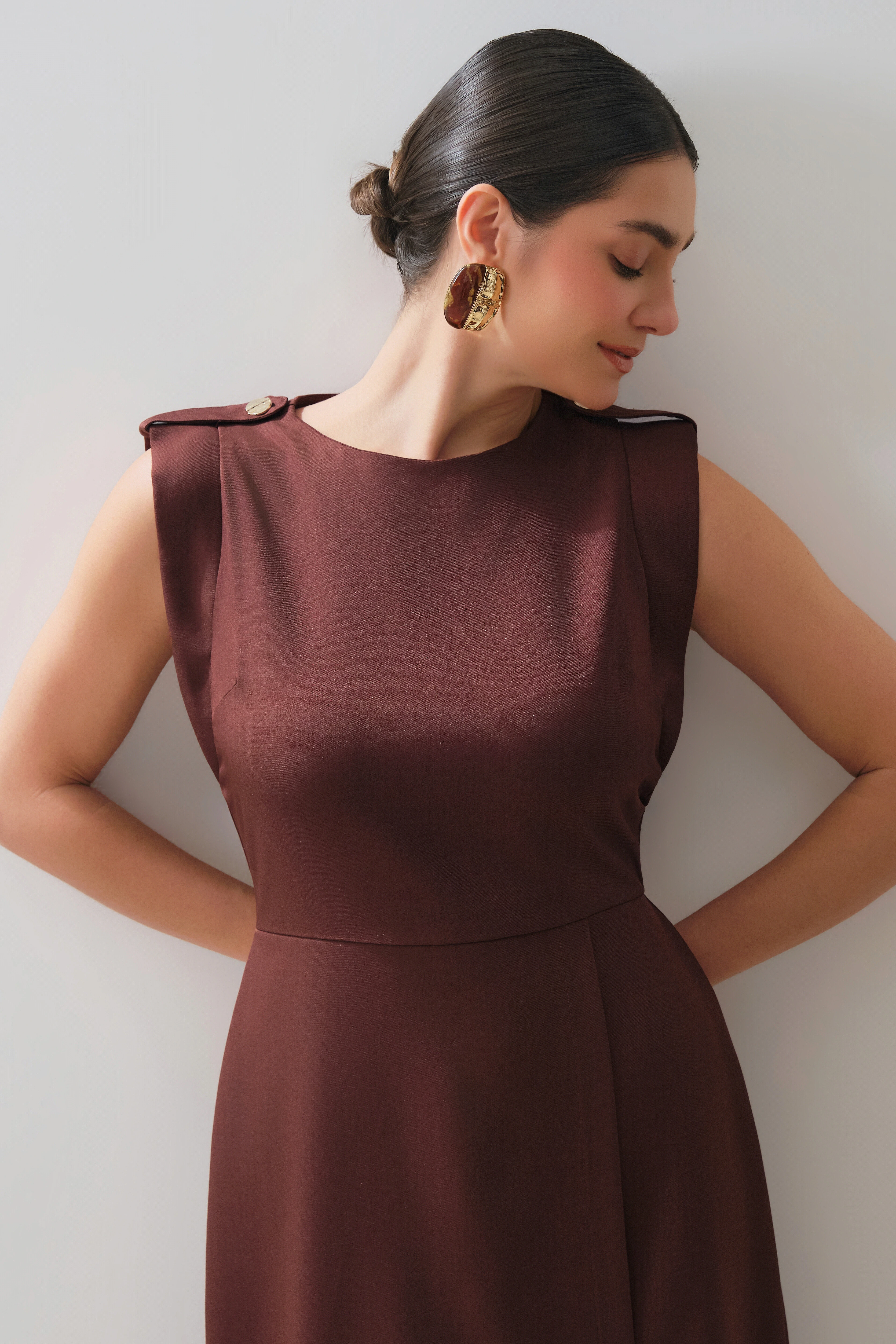 Foto Vestido Midi Regata Transpassada Ombro Martingale Gold