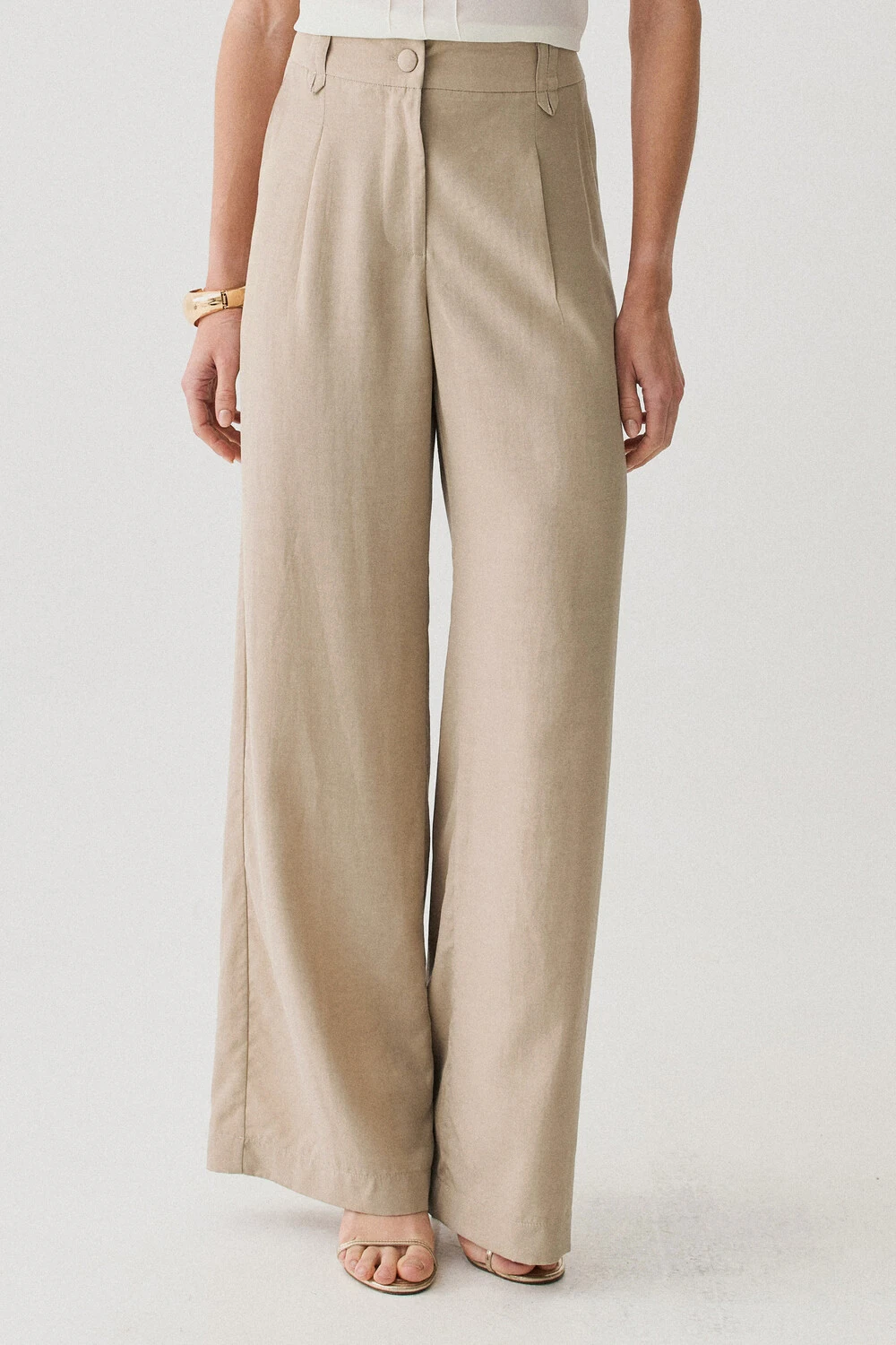 Foto Pantalona Passante Double Prega Botão Forrado
