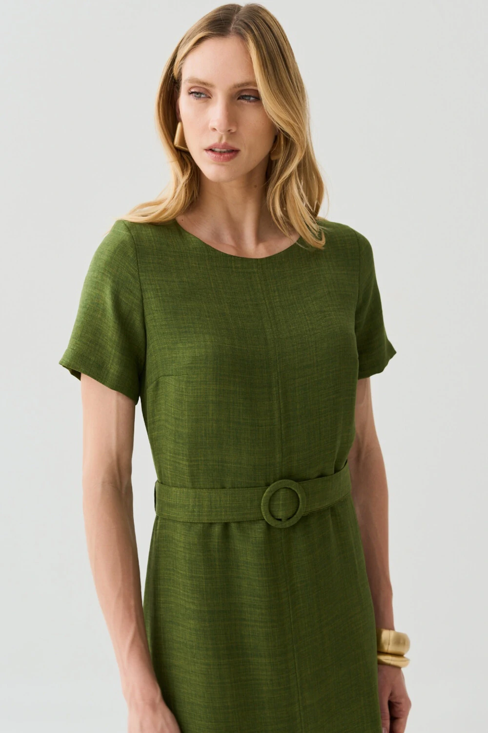 FotoVestido Midi Cinto Fivela Forrada