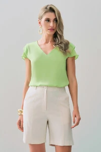 Blusa Manga Tulipa Decote V