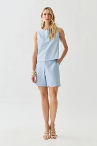 Conjunto de Blusa Regata Pence e Shorts Botão Forrado