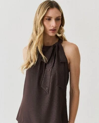 Conjunto de Blusa Regata Frente Única Laço e Calça Pantalona Slim