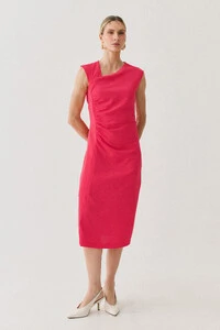 Vestido Midi Regata Decote Assimétrico Franzidos