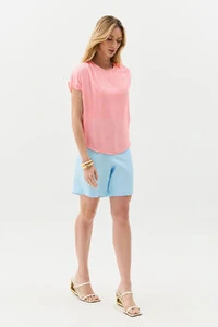 Blusa Manga Morcego Ombro Pregas Double
