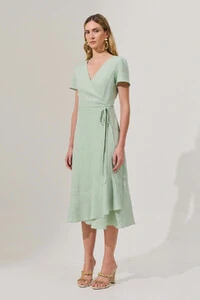 Vestido Midi Transpassado Camada Laço
