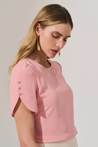 Blusa Manga Mini Botões Forrados Triple