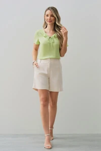 Blusa Decote V Babado Laço