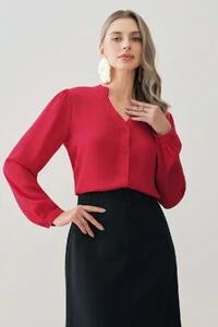 Camisa Manga Longa Punho Gola Baixa Decote v