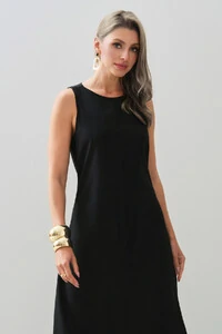 Vestido Midi Regata de Linho Recorte