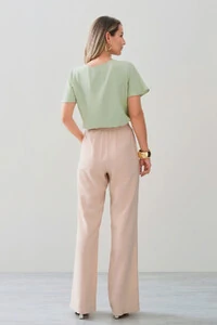 Blusa Decote Laço Pregas Double