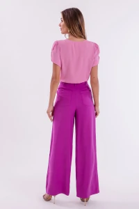 Blusa manga aberta botão forrado