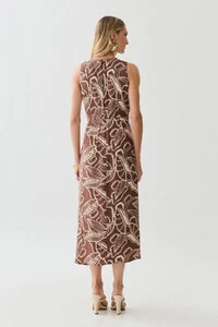 Vestido Midi Regata Assimétrico Transpassado Folhagem Um Ombro Torcido Lateral Franzida