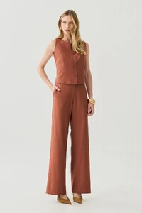 Conjunto de Alfaitaria Colete e Calça Reta Botões Forrados