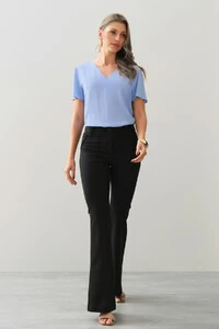 Blusa Decote V Recortes Laterais