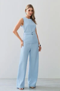 Conjunto de Alfaiataria de Blusa Regata Cinto e Calça Wide Leg