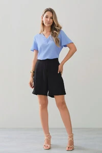 Blusa Decote V Preguinhas Triple