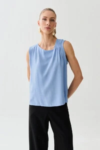 Regata Assimétrica Decote V Ombro Pregas