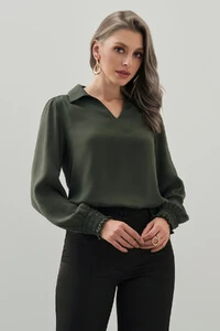 Blusa Manga Longa Punho Lastex Gola Polo Deocte V
