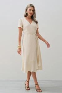 Vestido Midi Transpassado Camada Laço