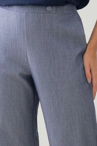 Calça Reta de Alfaiataria Cintura Elástico Botões Forrados Double