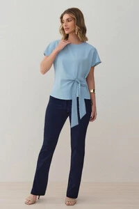 Blusa Manga Morcego Evasê Cinto Embutido