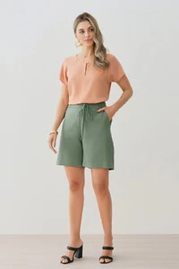 Blusa Manga Raglan Decote Gota Mini Botão Forrado