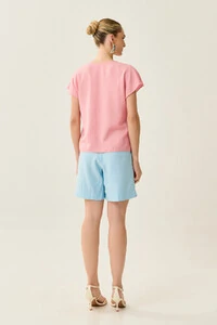 Blusa Manga Morcego Decote V Recorte