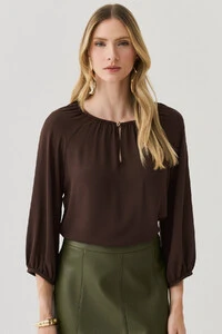 Blusa Manga 3/4 Raglan Decote Gota Gold