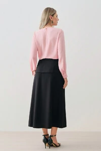 Blusa Manga Longa Punho Decote Pregas