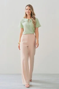 Blusa Decote Laço Pregas Double