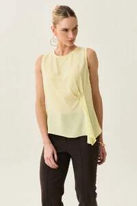 Regata Assimétrica Drapeada Pregas Triple