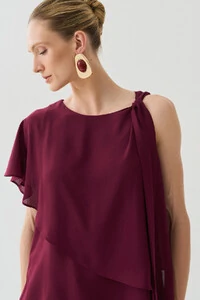 Blusa Assimétrica Dupla Transpassada Um Ombro Só Laço