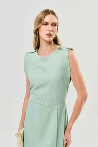 Vestido Midi Regata Transpassada Ombro Martingale Gold