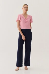 Blusa Manga Evasé Decote V Babado