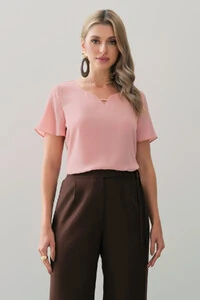 Blusa Manga Evasé Decote Cavado
