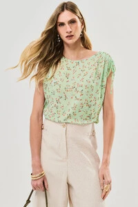 Regata Ombro Amblo Laço Puxante Floral