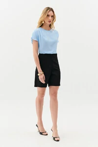 Blusa Manga Morcego Ombro Pregas Double
