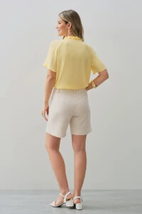 Blusa Manga Reglan Gola Babadinho Decote V Laço