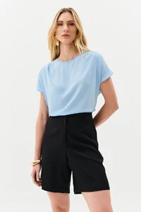 Blusa Manga Morcego Ombro Pregas Double
