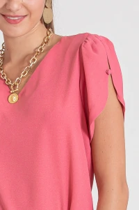 Blusa manga aberta botão forrado