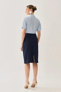Blusa Manga Punho Gola Baixa Laço