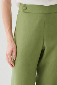 Calça Reta Botões Forrados Double