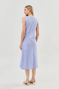 Vestido Midi Regata Assimétrica Listrado Um Ombro Torcido