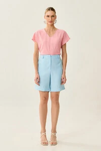 Blusa Manga Morcego Decote V Recorte