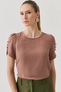 Blusa Manga Mini Botões Forrados Triple